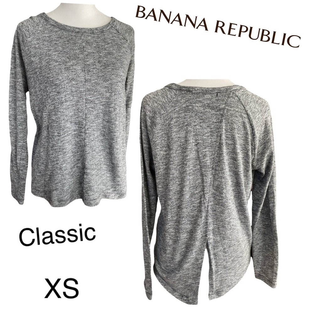 Banana Republic women's Gray Long Sleeved Classic Top w/ back slit detail sz XS - Picture 1 of 9
